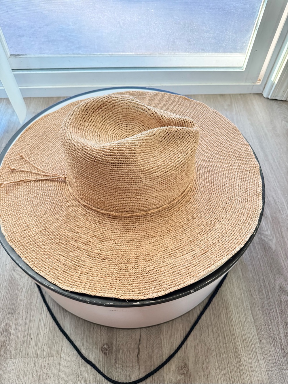 lack of color drift tan oversized wide brim fedora raffia straw sun hat size XL - Picture 3 of 7